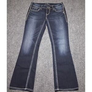 Silver Jeans Women W29xL31 Blue Aiko Bootcut Western‎ Denim Pockets Zip Fly